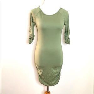 Zenana Outfitters Green Ruched T-shirt Dress